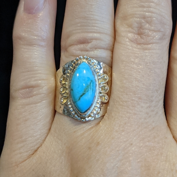 AZ Mohave Turquoise .925 Silver Ring size 9 - Picture 4 of 7